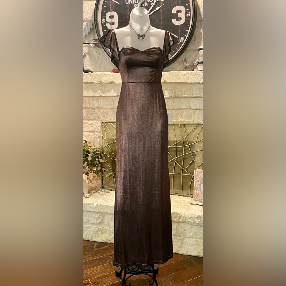 Lulus One Another Dark Pink Metallic Off-the-Shoulder Maxi Dress Size XS NWT